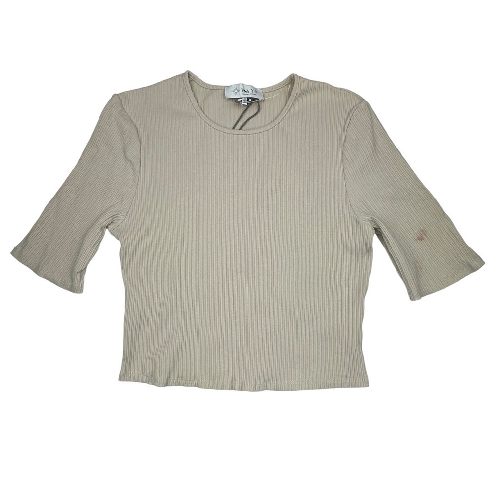 WAYF Ribbed Crop Top Tan Size S